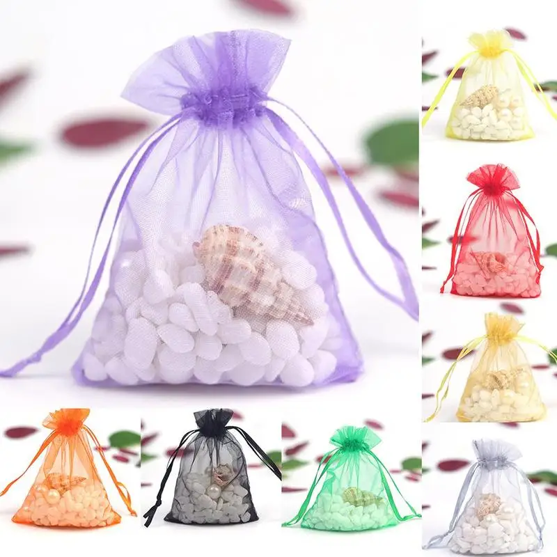 Pure Color Yarn Bag Beam Mouth Gift Bag Organza Mesh Bag Wedding Candy Bag Pearl Yarn Storage Bag Jewelry Storage Bag