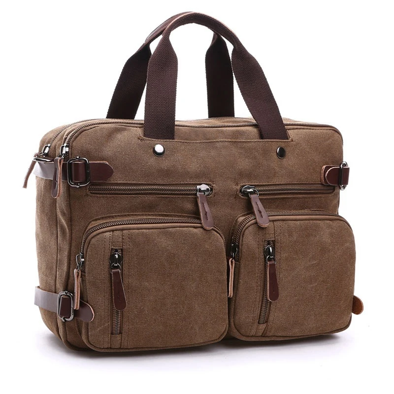 Men Canvas Briefcase Travel Bags Suitcase Classic Messenger Shoulder Bag for men Tote Handbag Big Casual Business Laptop Pocket