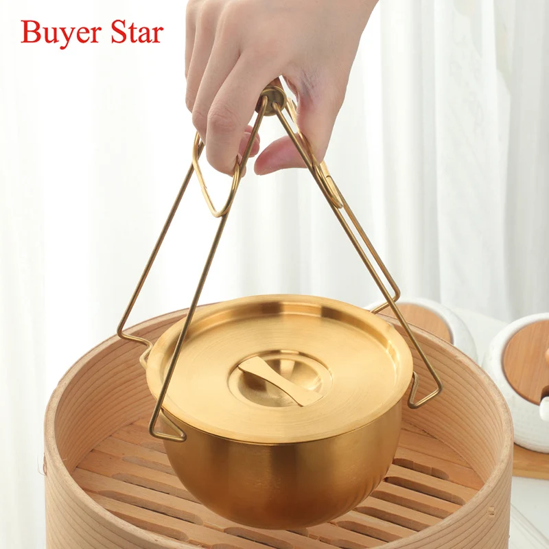 450ml Gold Stainless Steel Mixing Bowl With Lid for Kitchen Egg Salad Food Mixer Bowls Metal Food Storage Stirring Bowl Tablewar