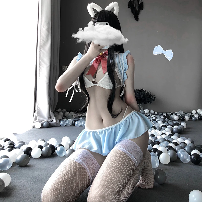 Womens Sexy Cute Bunny Princess Uniform Lolita Sleepwear Underwear Set Sailor Anime Cosplay Costumes Kawaii Lingerie Maid Outfit view 3