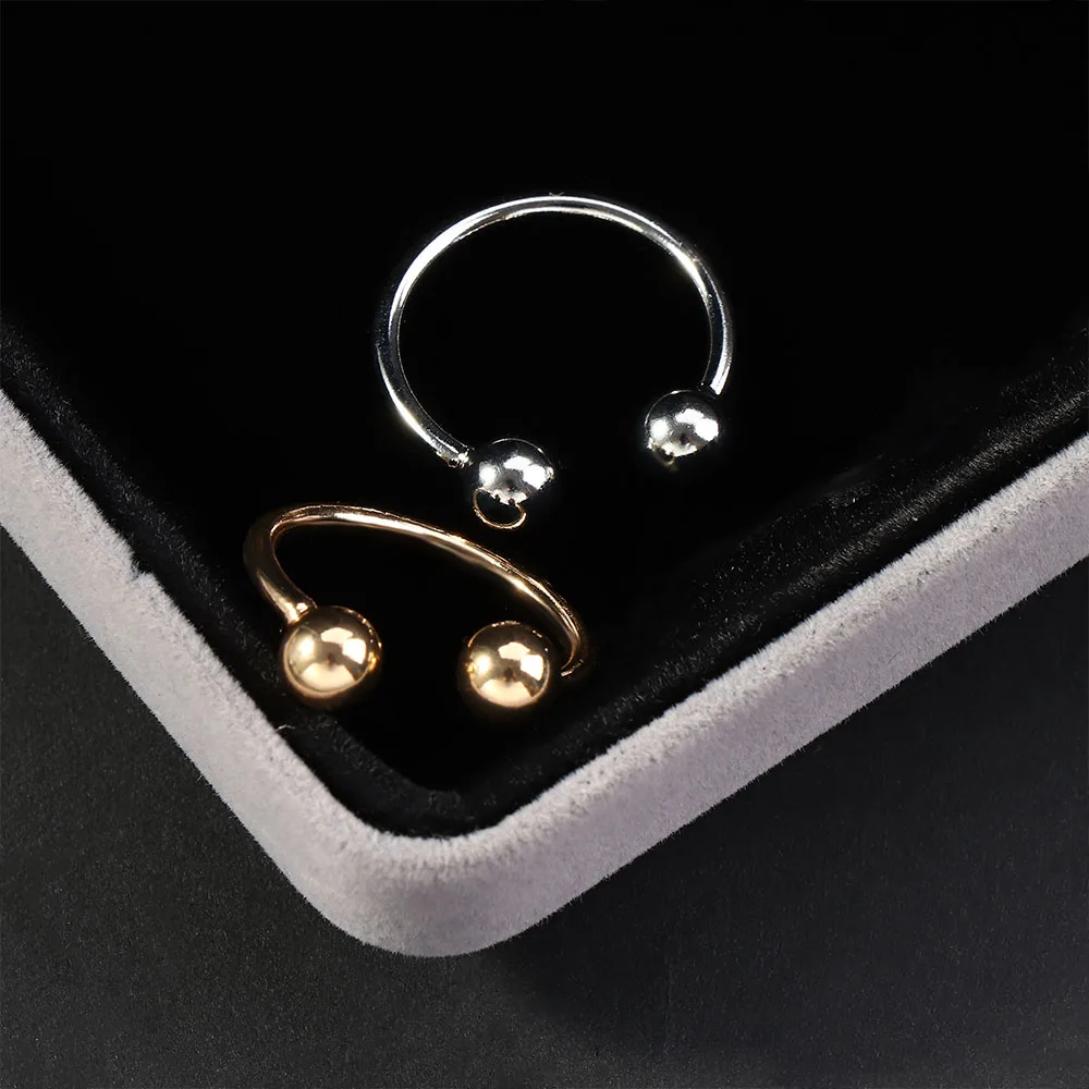 Adjustable Ring Double Ball Rings for Women Open Knuckle Joint Beads Simple Personality Punk Ring Wedding Jewerly