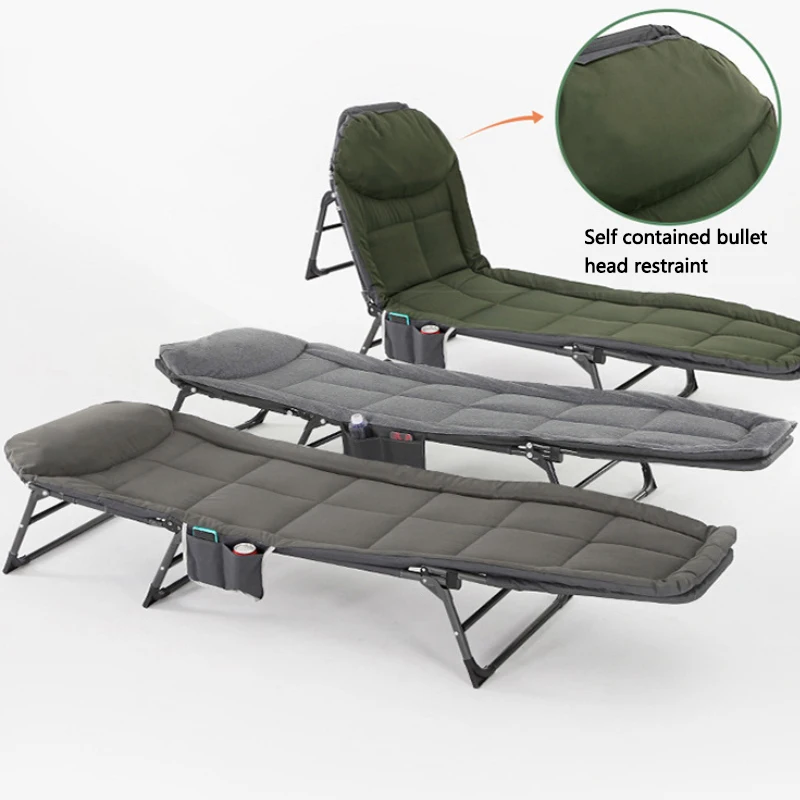 Folding Chair Recliner Outdoor Sun Lounger Recliner Chair Lunch Break Portable Folding Chair Cot Office Comfortable Tent Bed