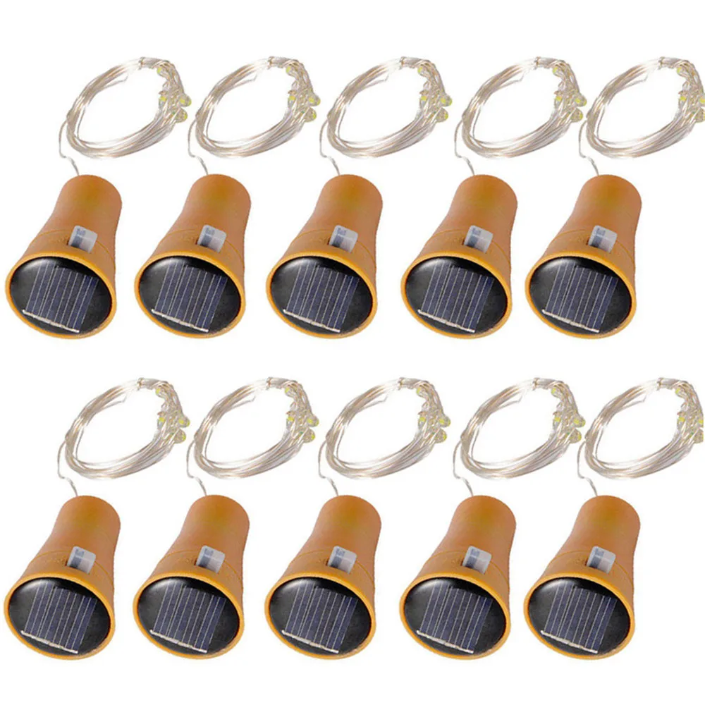10PC 10/20 Leds Solar powered Wine Bottle Copper String light IP65 Waterproof DIY Indoor/Outdoor decoration for Party,Wedding
