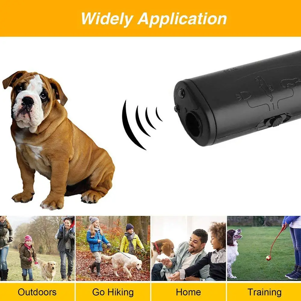 3 in 1 Dog Anti Barking Device Ultrasonic Dog Repeller Stop Bark Control Training Supplies With LED Flashlight