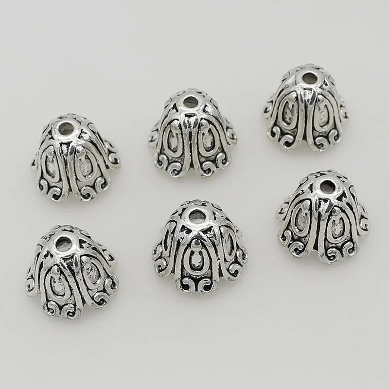 10pcs/lot Antique Big Size Bowl End Tassel Caps 15x11mm Ethnic Zinc Alloy Bell Cover End Caps Charms DIY Jewelry Findings