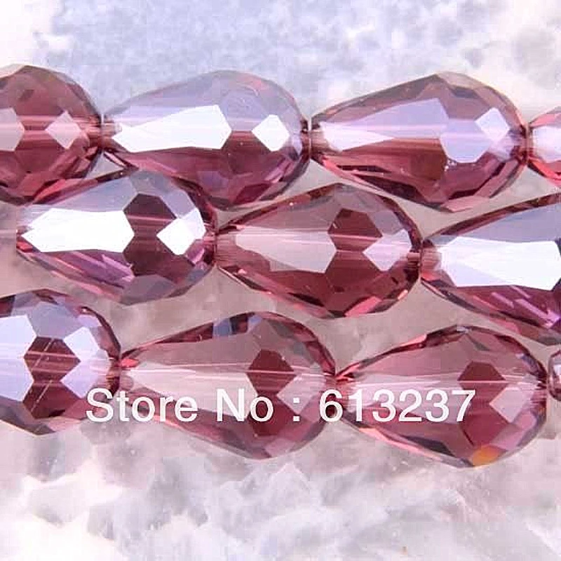 Hot sale AB purple crystal glass new teardrop gems 8x12mm charms loose beads jewelry making 15 inch  MY5334