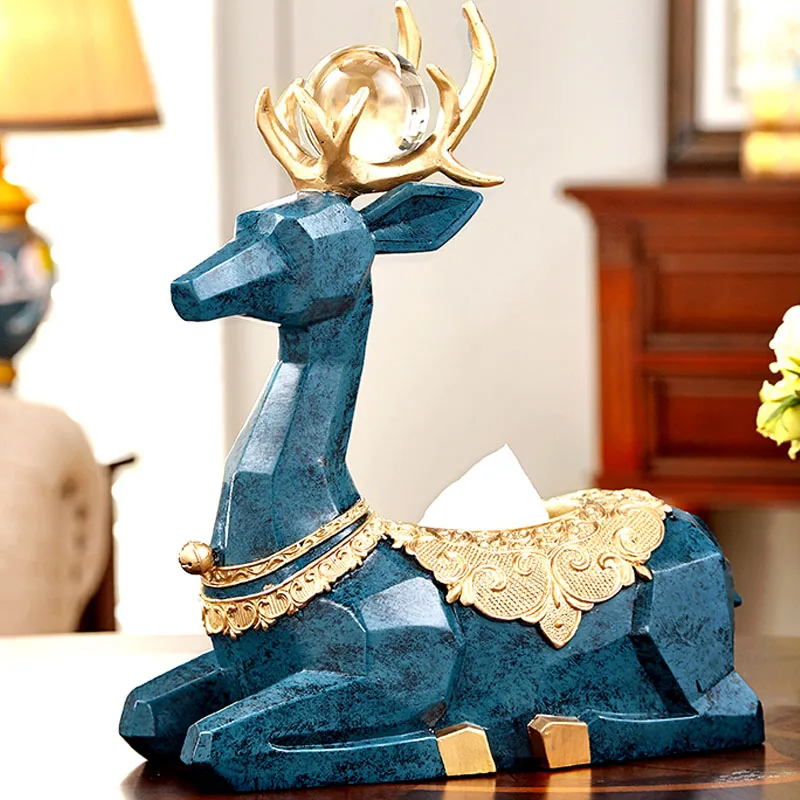 

Creative Resin Deer Tissue Boxes Gold Inlay Nordic Modern Napkin Holder Bedroom Living Room Decorative Ornaments Home Decoration