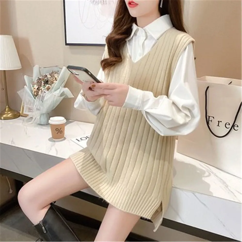 Korean New Fashion Women Vest Women Knitted Sweater Sleeveless Tops Ladies Pullovers School Girls Waistcoat Pull Femme 3XL 4XL