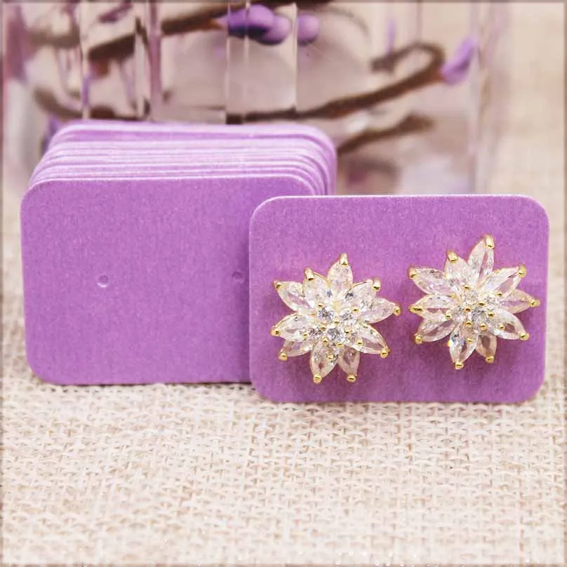 100pcs Cute Solid Color Earring Paper Package Card DIY Small Stud Earring Card White Kraft Pink Jewelry Display Card