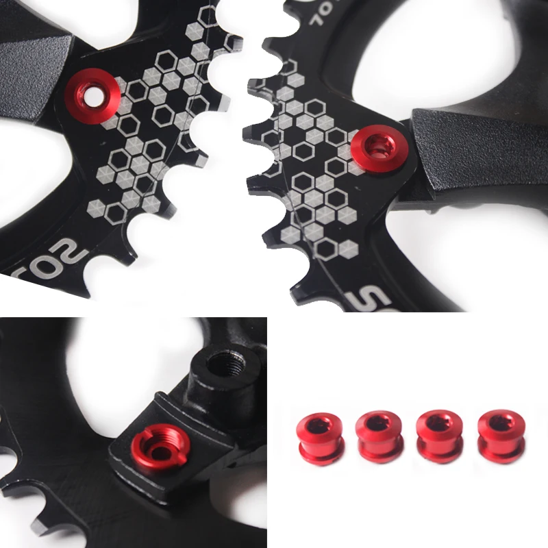 BUCKLOS 4pc 5pc Chainring Bolts 6.5mm 8.5mm Bike Chainwheel Screws Aluminum Alloy Bicycle Plate Screw for Single/double Crankset