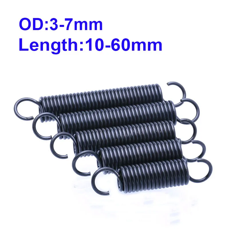 1Pcs  Steel Tension Spring With Hooks extension spring Oven spring OD 3-7mm Length 10-60mm