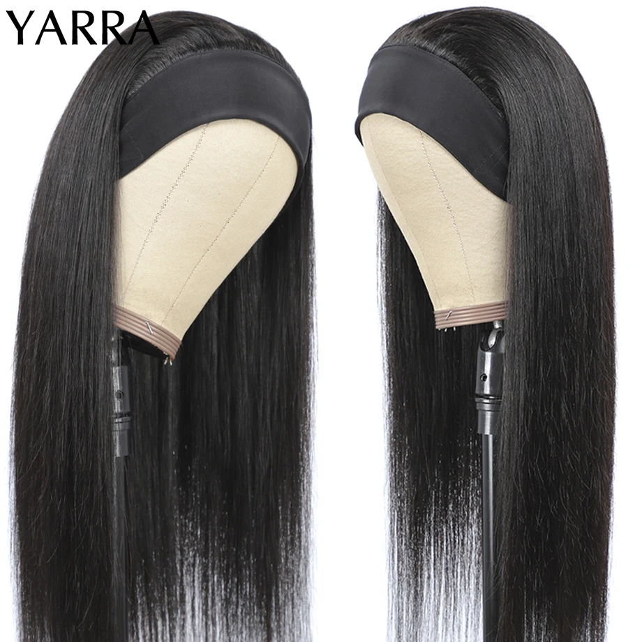 26 28 30 Inch Long Straight Headband Wigs Human Hair Brazilian Straight Headband Wigs For Black Women Machine Made Remy Yarra