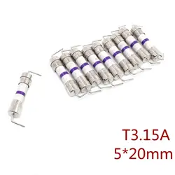 10PCS High Quality 5*20mm Ceramic fuse Slow Blow tube fuse With a pin 5x20mm 250V T3.15A 3.15 Ampere