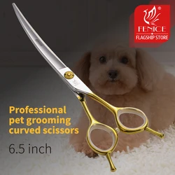 Fenice 6.5 inch Professional curved scissors pet dog grooming scissors for dog scissors curved shears  JP 440C steel