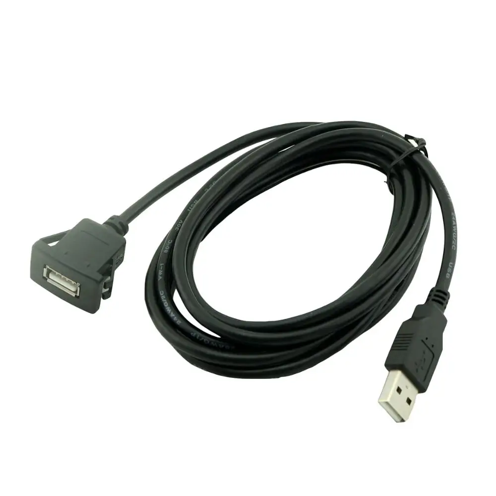 1ชิ้นแผงหน้าปัดรถยนต์ฟลัชเมาท์ USB 2.0ซ็อกเก็ตต่อแผงตะกั่วสายสายต่อ1เมตร