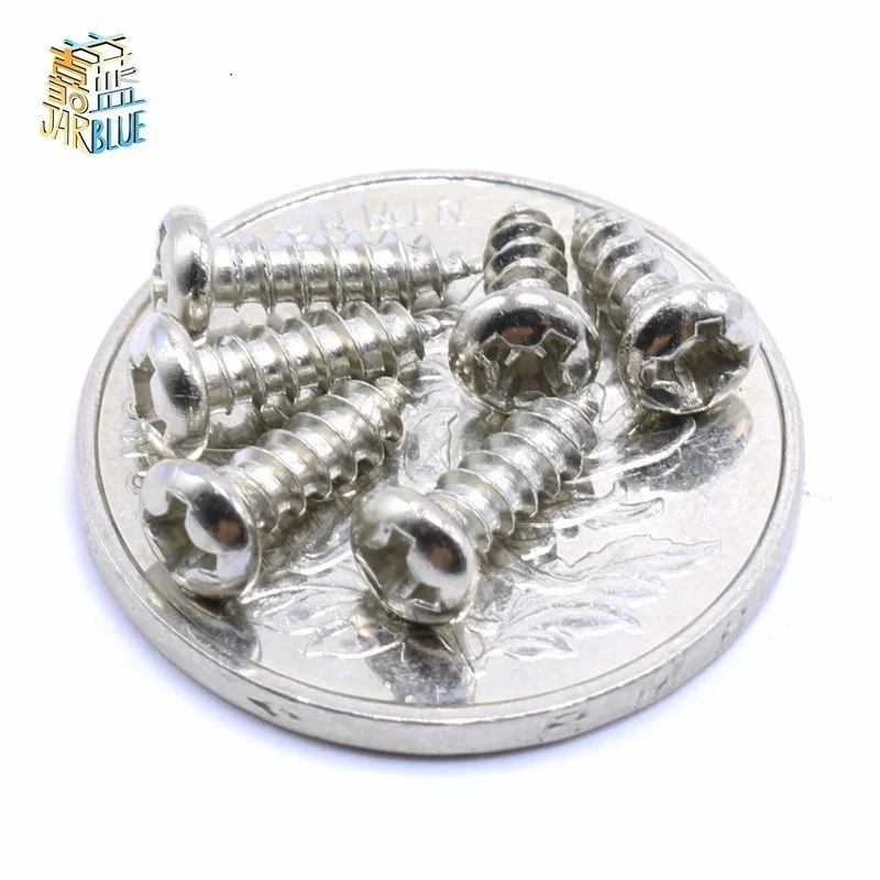 100Pcs M1.4 M1.7 M2 M3 PA Nickel-plated Phillips Head Micro Screws Pan Head Self-tapping Electronic Small Screws