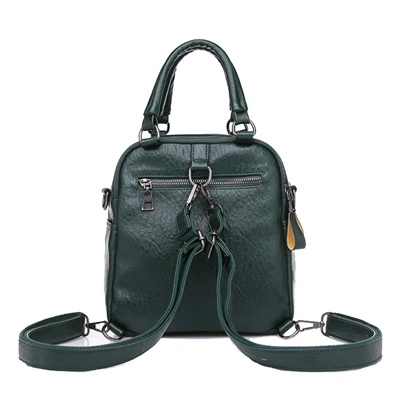 Fashion Small Backpack Women PU Leather Retro Shoulder Bag Multi-pockets Ladies Bagpack Crossbody School Handbags Bolso Mujer