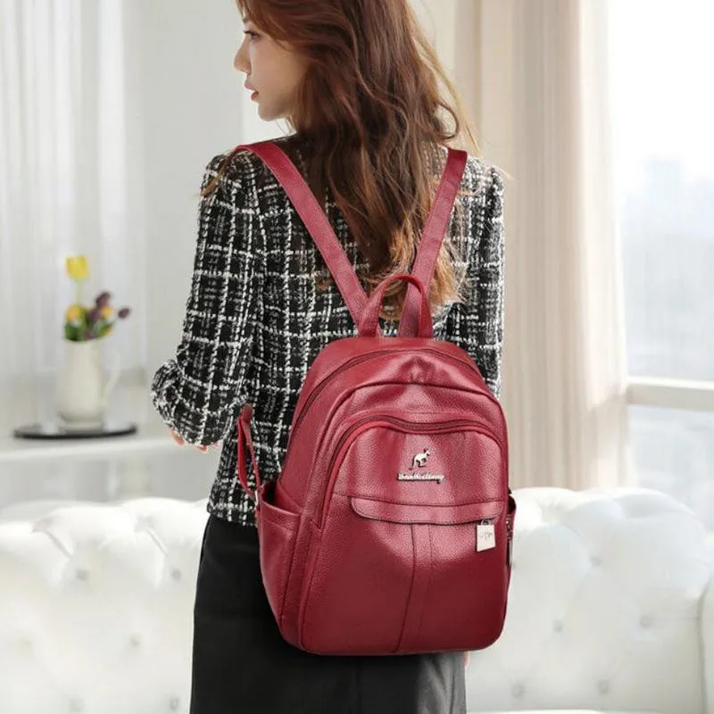 Genuine Leather Backpack Female 2023 New Fashion Mother Student Backpacks Soft Leather Large Capacity Travel Bag Bolso Mujer