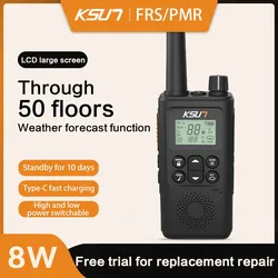 KSUN GZ30-Mini rádio portátil Walkie Talkie, rádio bidirecional, telefone previsão do tempo, profissional, PMR Legal, 2pcs