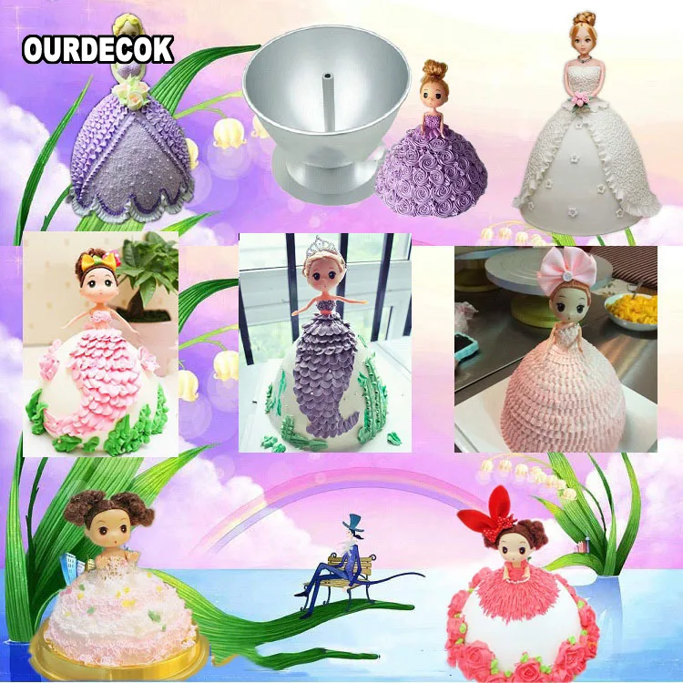 8 Inch Cake Mould 3D Princess Dress Aluminium Baking Tools Mold for Fondant Cake Decorating with Doll patisserie moules a gateau