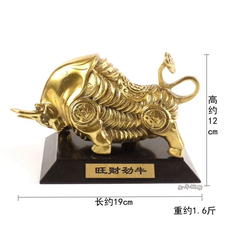 

Pure Copper Gold Cow Ornaments Office Auspicious Living Room Home Decoration Crafts Mascot Cattle Statue Figurine Fengshui