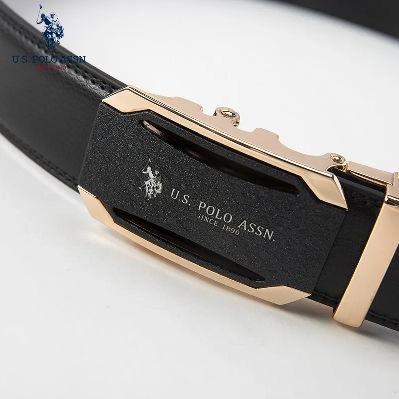 Us Polo Assn Men\'s Cowhide Belt Business Casual Formal Wear Fashion Youth Wild Tide Brand New Gold And Silver Color Belt