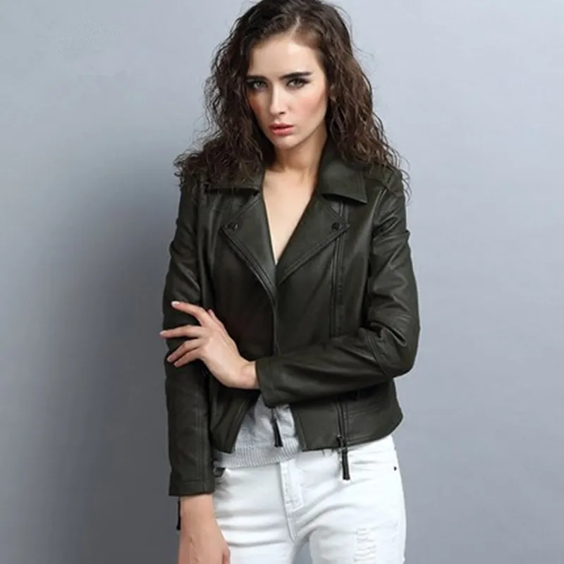 Blouson en similicuir pour femme, vêtement d'extérieur Slim et décontracté pour moto, printemps-automne 2023, WUJ0090