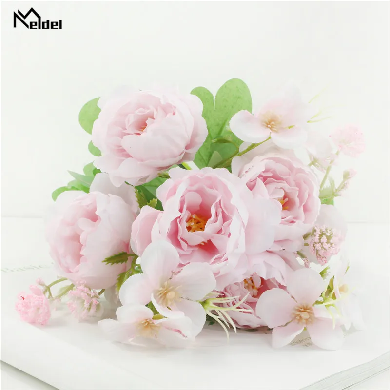 2021 Beautiful Peony Hydrangea Hybrid Bouquet Artificial Silk Flowers Small bouquet flores Home Party Spring Wedding Decoration