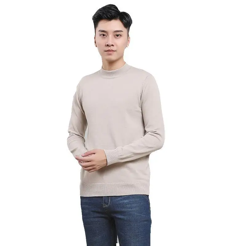 

100% cotton sweater men's 2021 winter turtleneck Long sleeve sweater Cotton Knitwear Pull Men Brand base top Clothing 1008