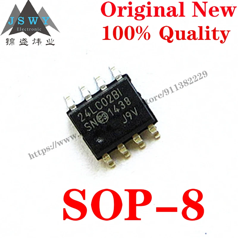 5~10 PCS 24LC02B-I/SN  SOP-8 Electrically Erasable Programmable Read-Only Memory IC Chip with for module arduino Free Shipping