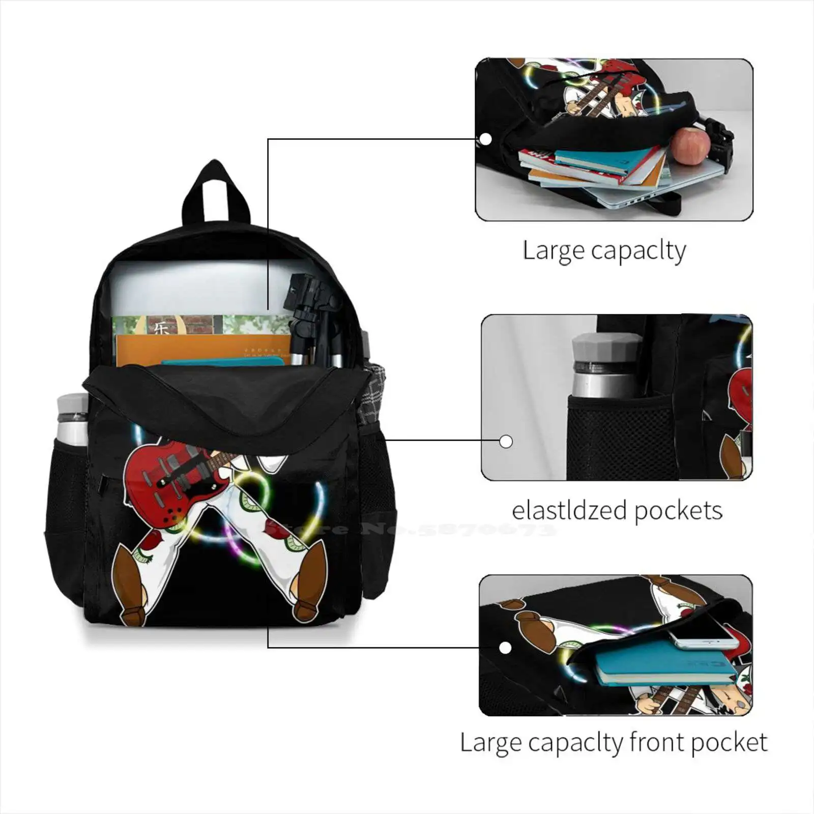 Mochila dura para estudantes, laptop, bolsa de viagem, guitarra, guitarra, estudante