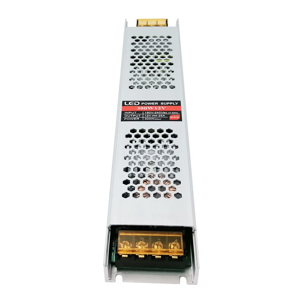 超薄型LEDスイッチング電源,特殊アルミニウム合金ハウジング,超熱放散,AC 220v,DC 12v,300w