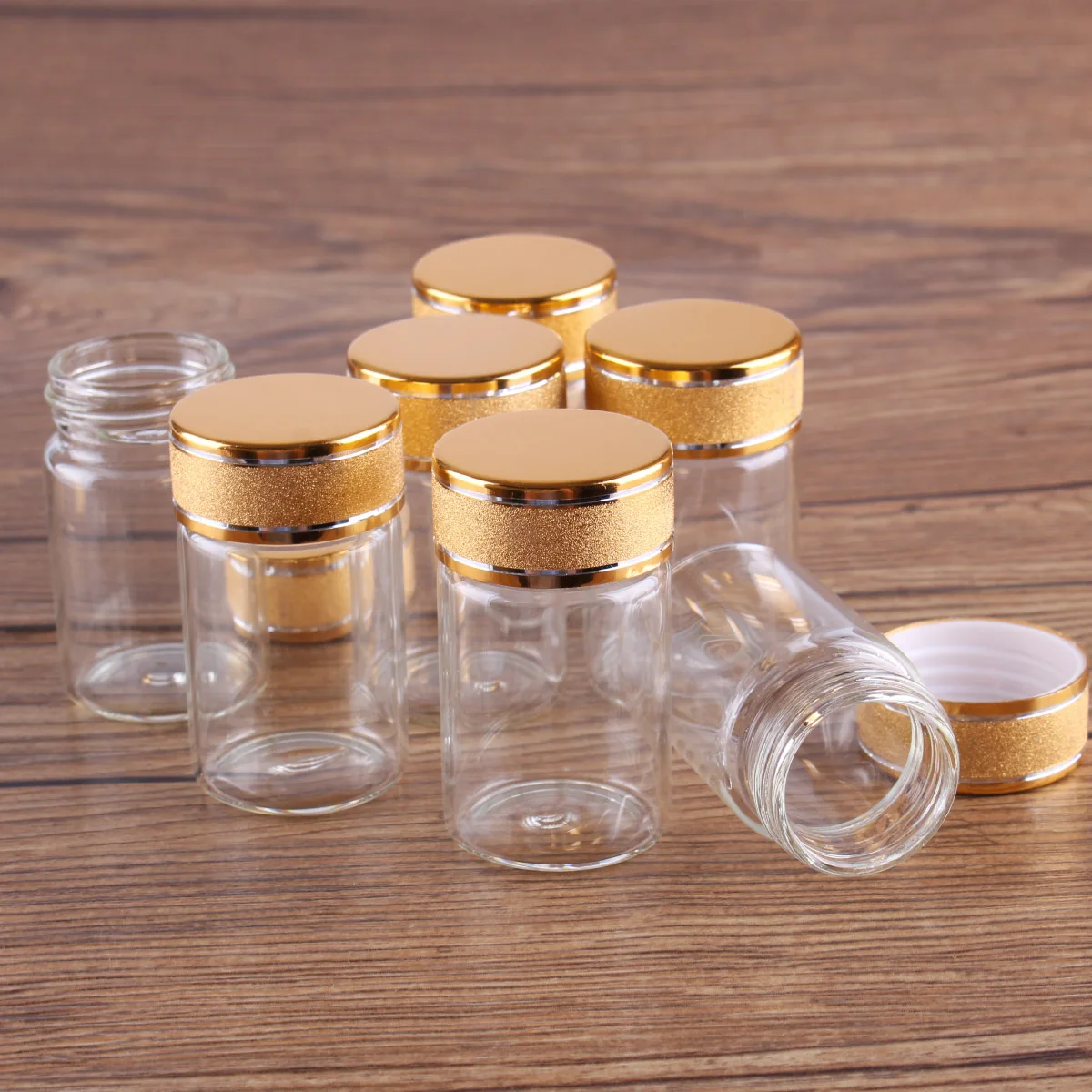 5pcs 20ml 30*50mm Glass Bottles with Golden Frosted Caps Glass vessels Perfume Bottles Ink Bottles Glass Vials for Wedding Favor