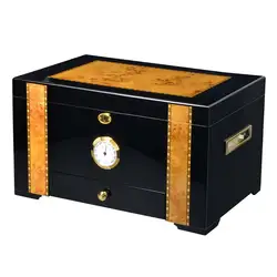 Cigar Cabinet with Humidifier and Hygrometer Luxury Humidor for Club Desktop Double Layer Cigar Box