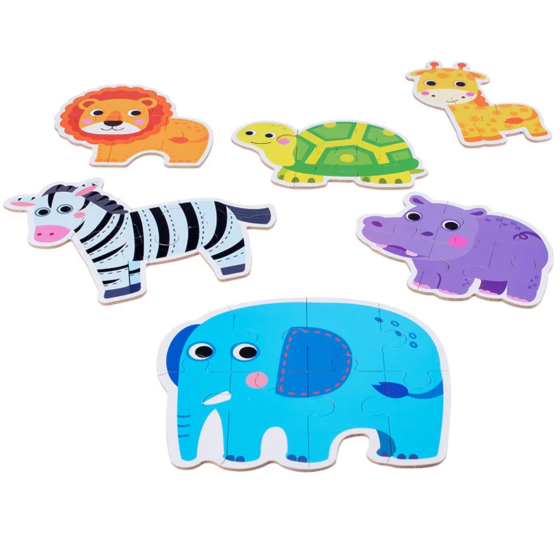 Cartoon animal traffic block puzzle baby puzzle Paper puzzle toddler children enlightenment puzzle toy Gifts for Boy and girl