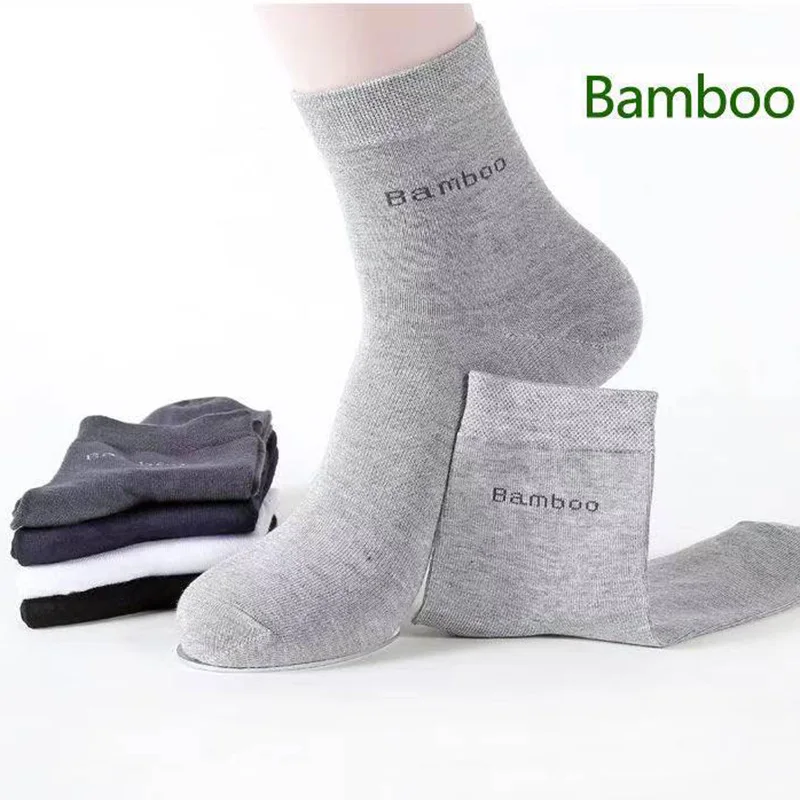 5 Pairs / Lot Bamboo Fiber Socks Men Casual Business Anti-Bacterial Breatheable Men\'s Crew Socks High Quality Guarantee Sock