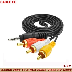 150cm 3.5mm Jack Male To 3 RCA Audio Video AV Cable 3RCA AV Cable For TV Box DVD CD Computer Sound Speaker