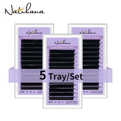 NATUHANA 5Cases/Lot  V-shaped Ellipse Flat Mink Eyelash Extension Premade Volume Split Tips Auto-Fans 2D Eyelashes