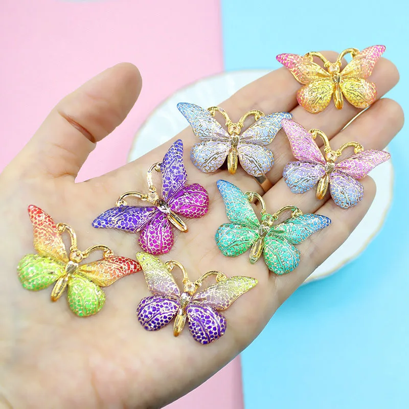 10pcs Bling Colorful Butterflies Self-Adhesive Sticker Flat Back Resin Craft Wedding Home Decor DIY Ornaments Clothing Supplies