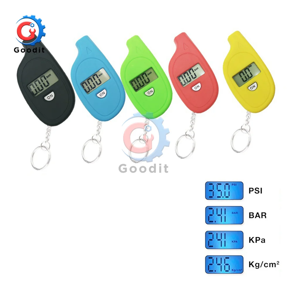 Mini Keychain Tire Pressure Gauge Digital LCD Display Car Air Pressure Tester Car Motorcycle Safety Pressure Monitor Tool