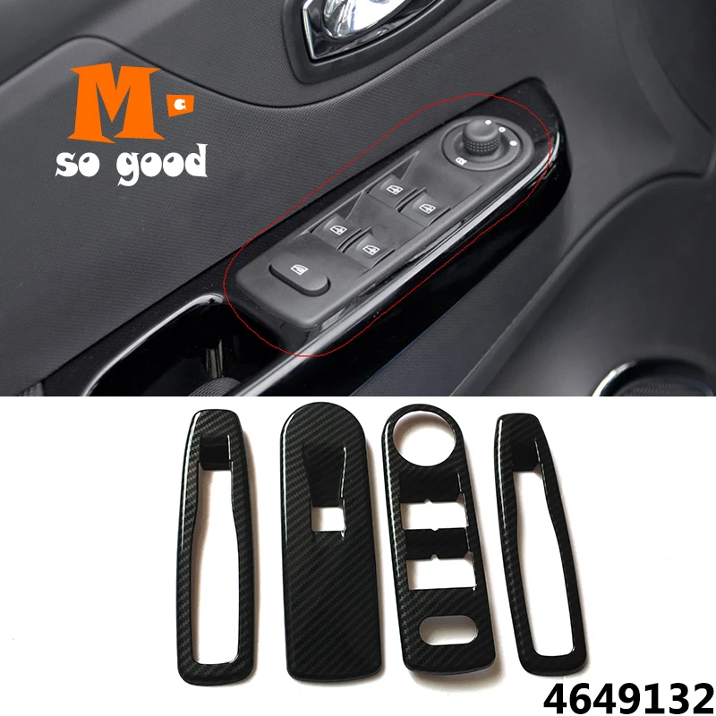 

2013/14/15/16 For Renault Captur Car Door Window Glass Inner Panel Armrest Lift Switch ABS Carbon Fibre Auto Interior Accessorie