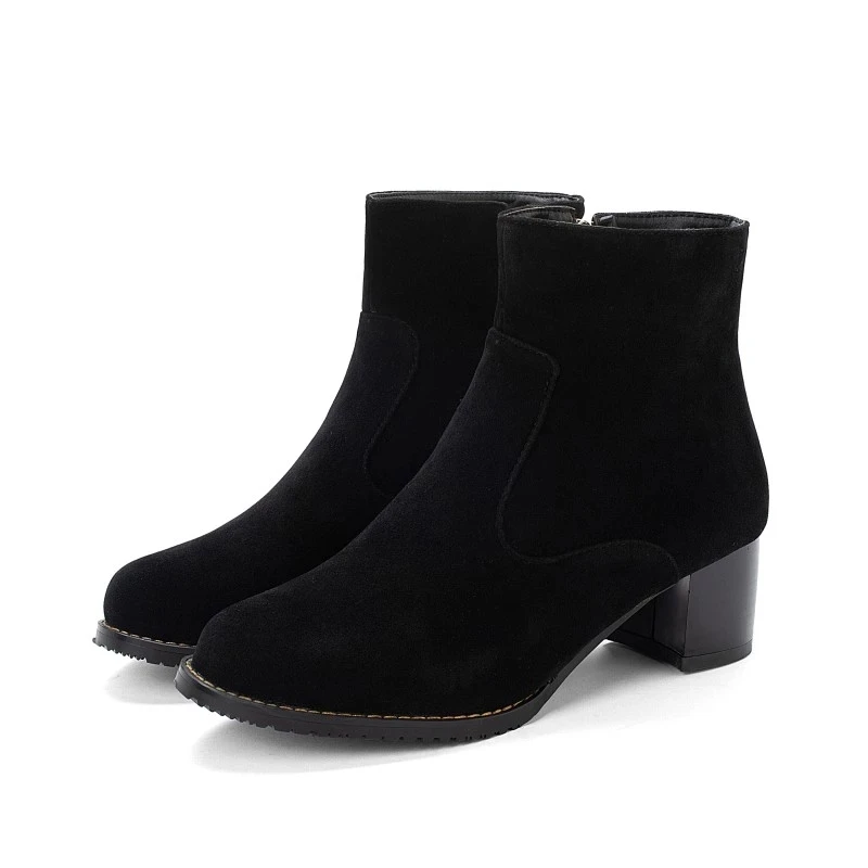 Big Size 10 11-19 boots women shoes ankle boots for women ladies boots shoes woman winter Solid color round head side zipper