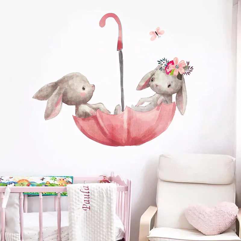 Grey Bunny Wall Stickers for Kids Room