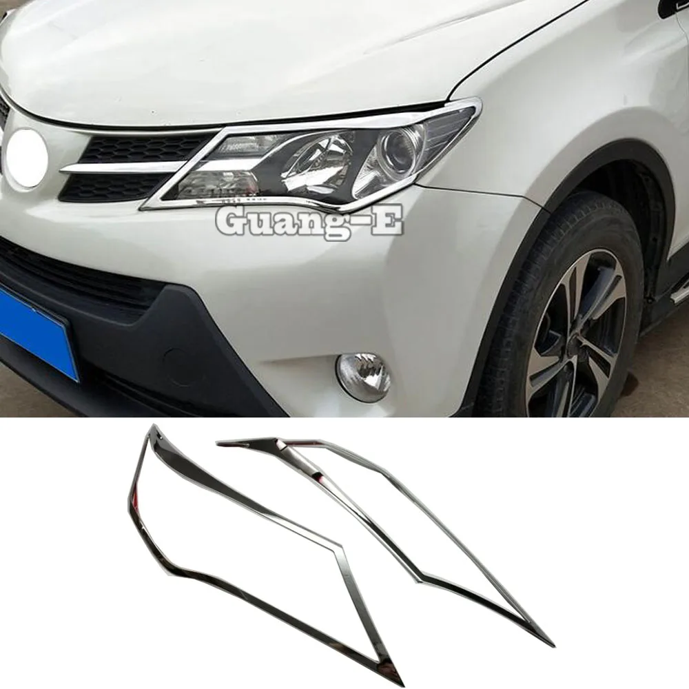 

Для Toyota RAV4 2014 2015 2016 2017 2018 кузов автомобиля передняя фара лампа капот брови рамка палка ABS хромированная накладка 2 шт.