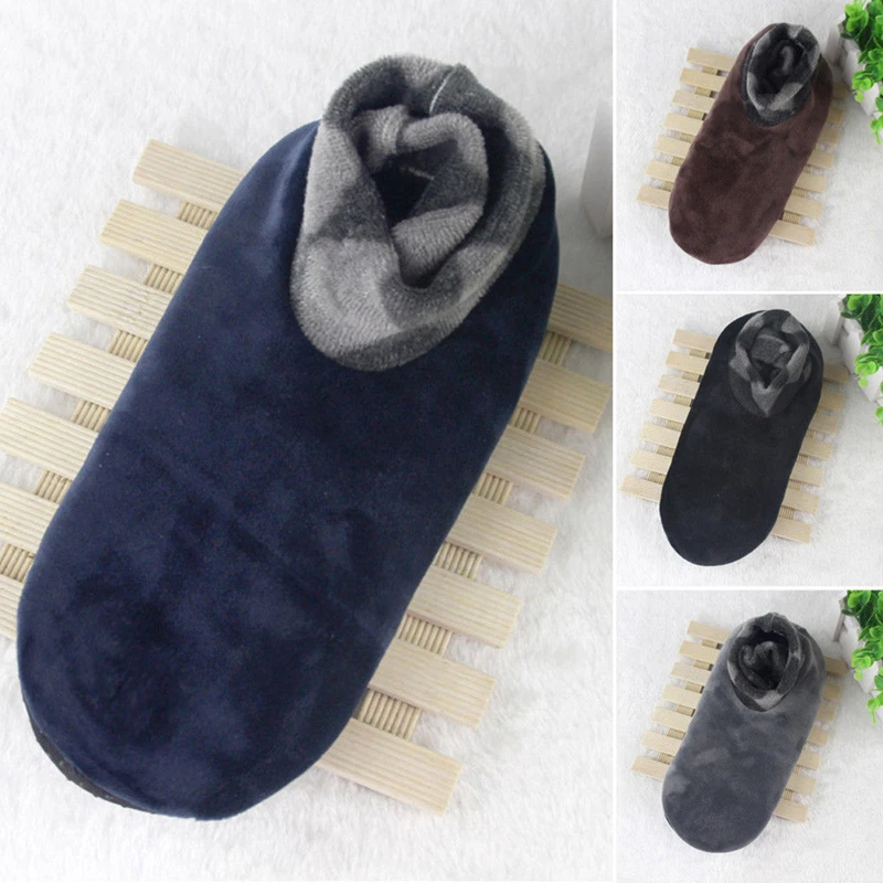 1 Pair Men Women Soft Fleece Socks Thicken Winter Warm Boot Socks 4 Colors Unisex Elastic Non Slip Indoor Floor Socks Slipper