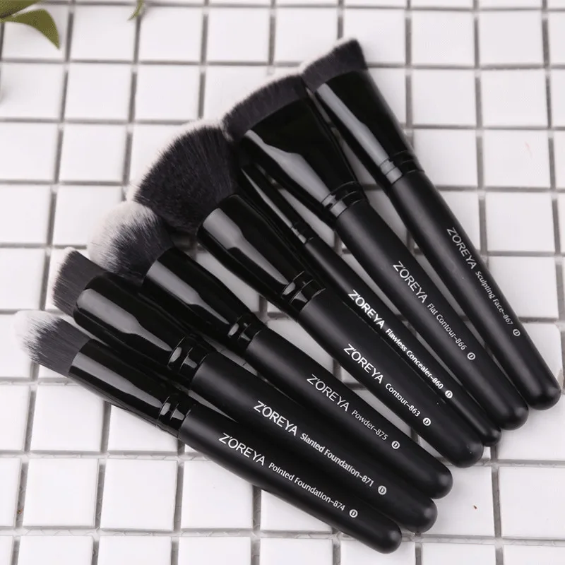 ZOREYA 15 Types Black Makeup Brushes Eye Face Cosmetic Foundation Powder Blush Eyeshadow Kabuki Blending Make up Brush Beauty To