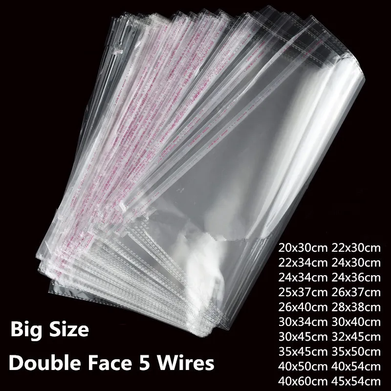 StoBag 100 Pieces Clear Apparel Bags Self Seal Plastic Bags Wedding Party Opp Gift Bag Adhesive Bags for T-Shirt and Clothes