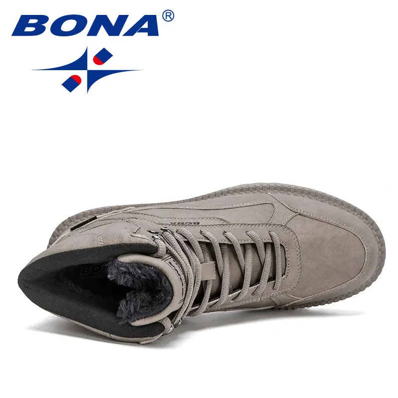 BONA-Botas de acción de cuero para hombre, zapatos informales de trabajo, de felpa, de alta calidad, suaves, para invierno, 2022