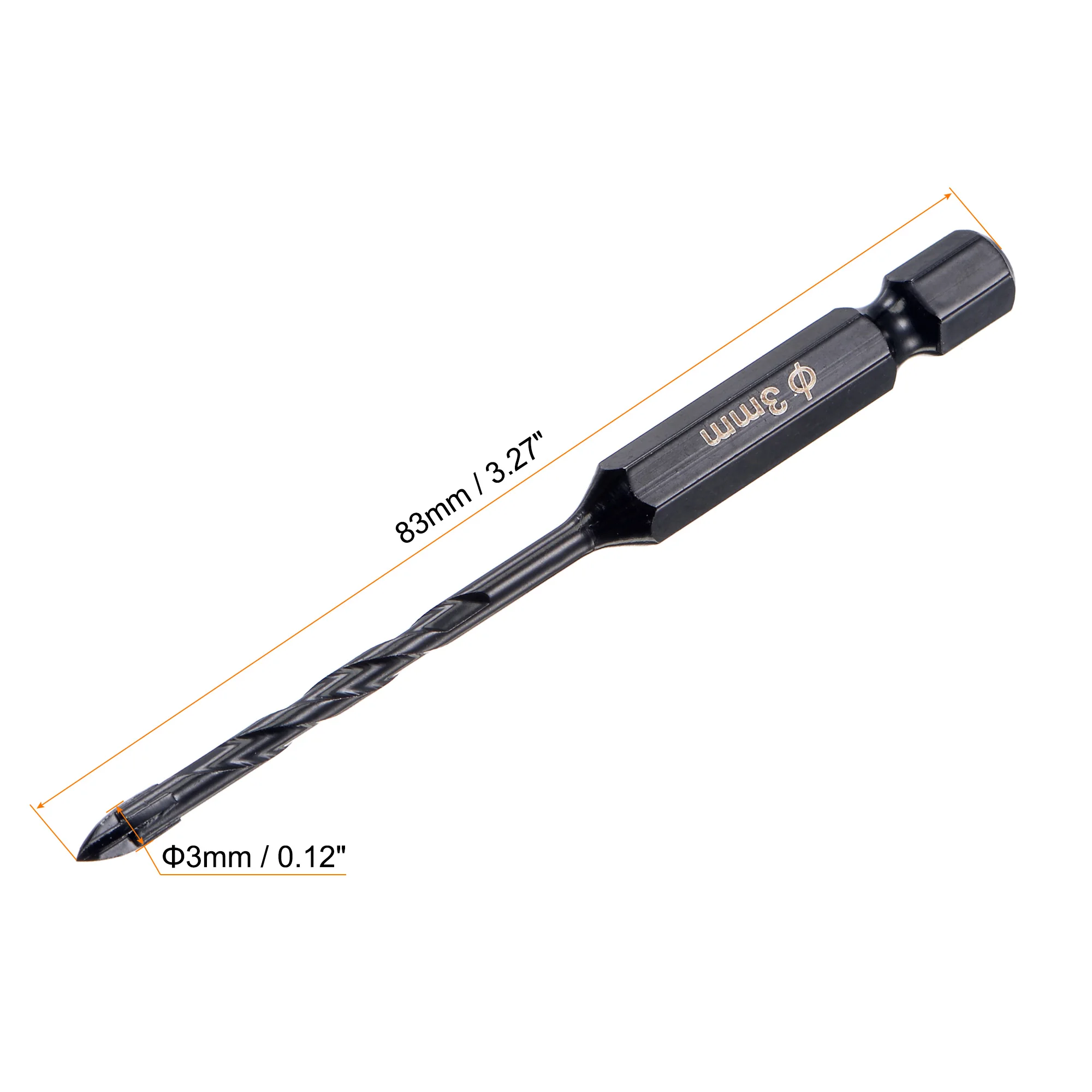 Uxcell Concrete Masonry Drill Bit High Speed Steel 1/4" Shank 3mm Dia. for Glass 2 Pcs