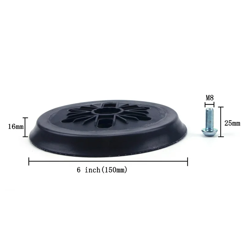 Tampone abrasivo di backup a 6 fori da 6 pollici (150mm) tampone di supporto filettato M8 senza polvere per dischi abrasivi a strappo da 6 "accessori per elettroutensili